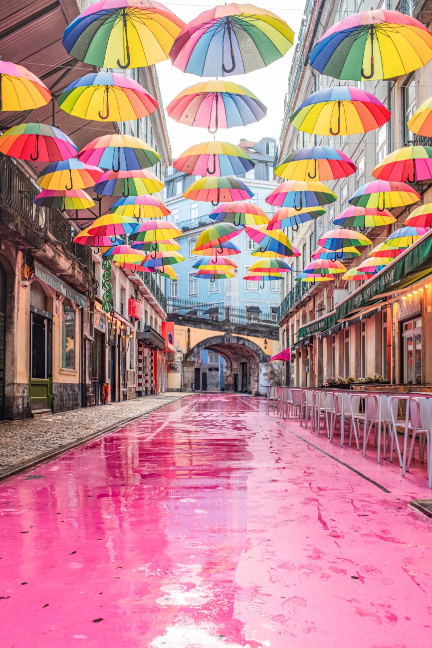 Pink Street is the most colorful photo spots in Lisbon