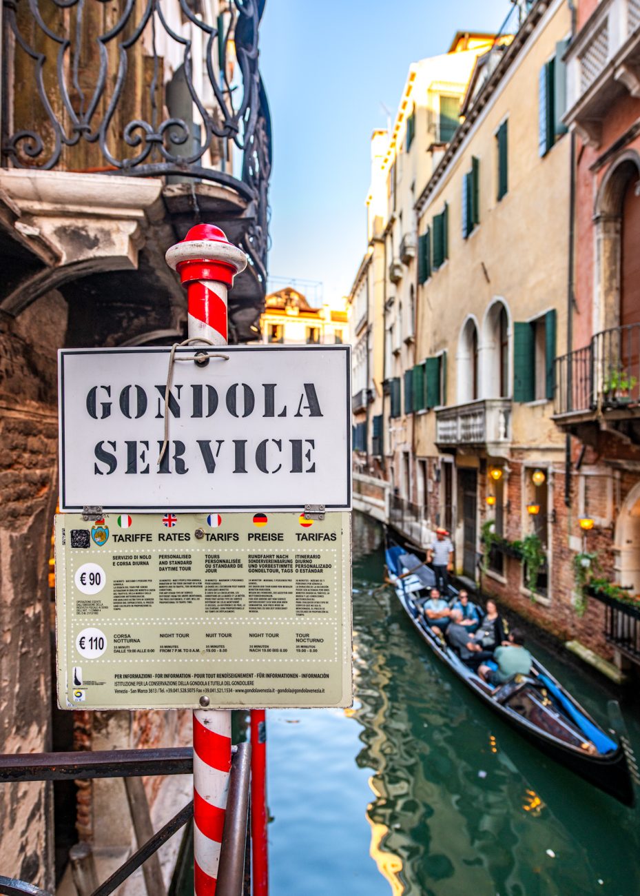 Gondola prices in Venice
