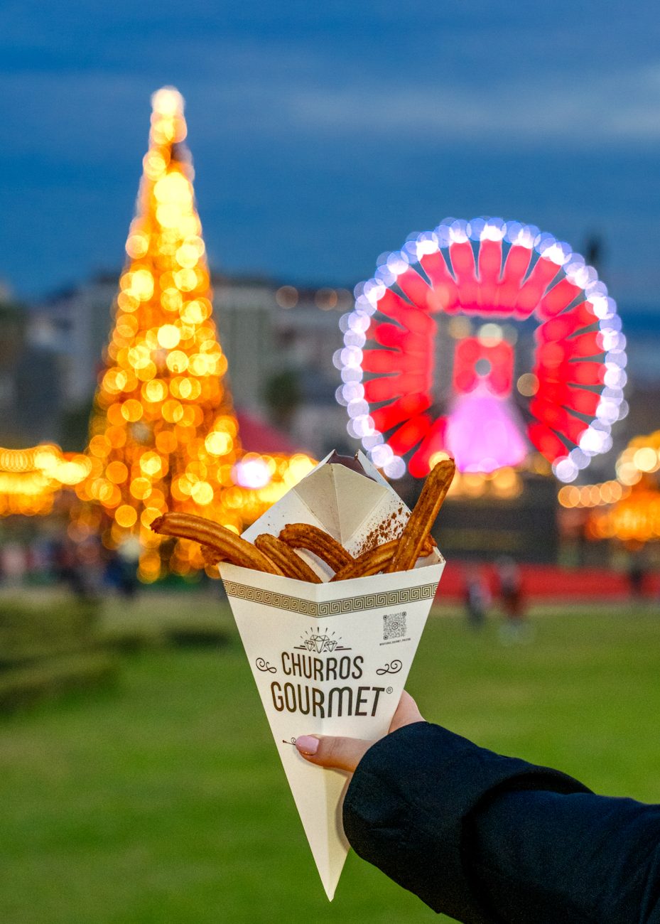 Wonderland Lisboa Christmas fair with Ferris wheel and holiday decorations