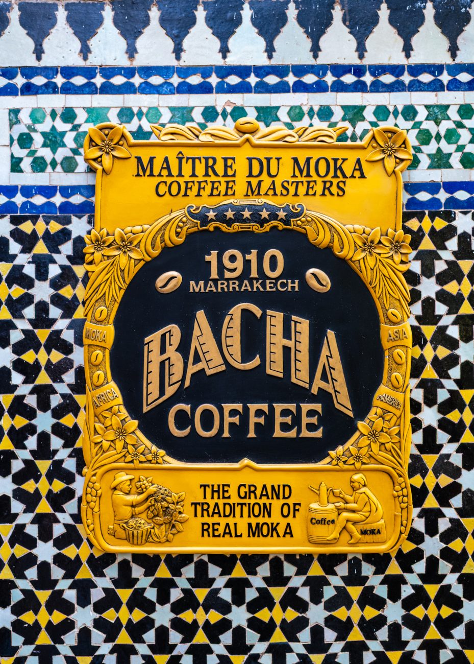 Exterior of Bacha Coffee Marrakesh with traditional Moroccan architecture