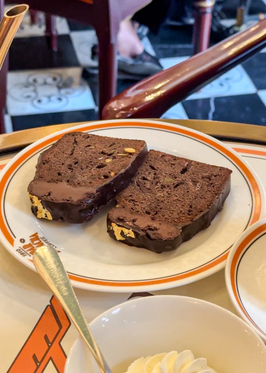 Chocolate cake at Bacha Coffee in Marrakesh