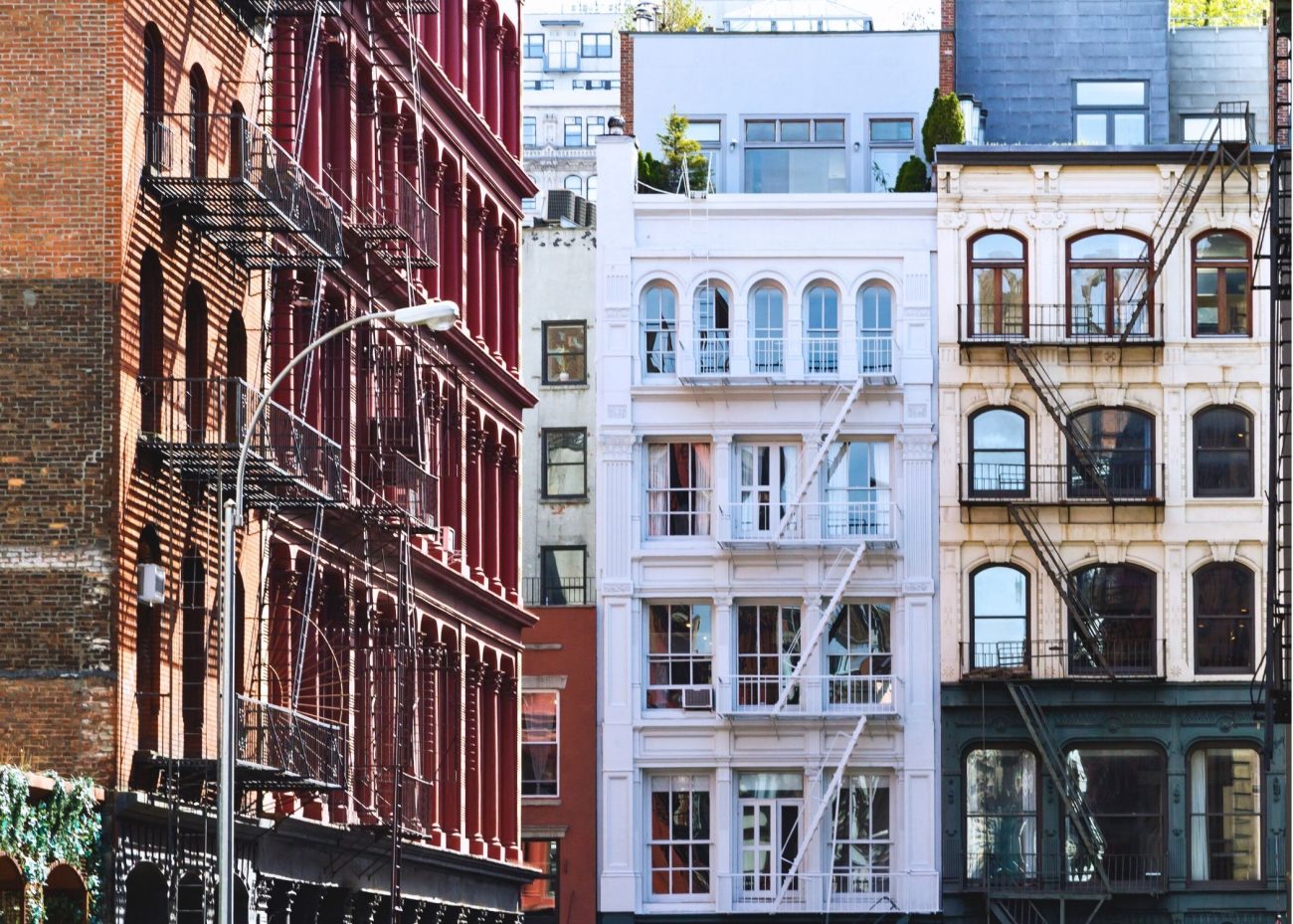 SoHo cast-iron buildings with cobblestone streets