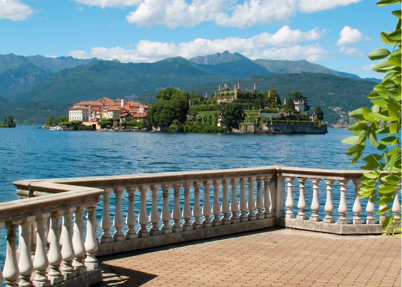 Stresa Lake Maggiore promenade with villas and lake views is a romantic town in northern Italy