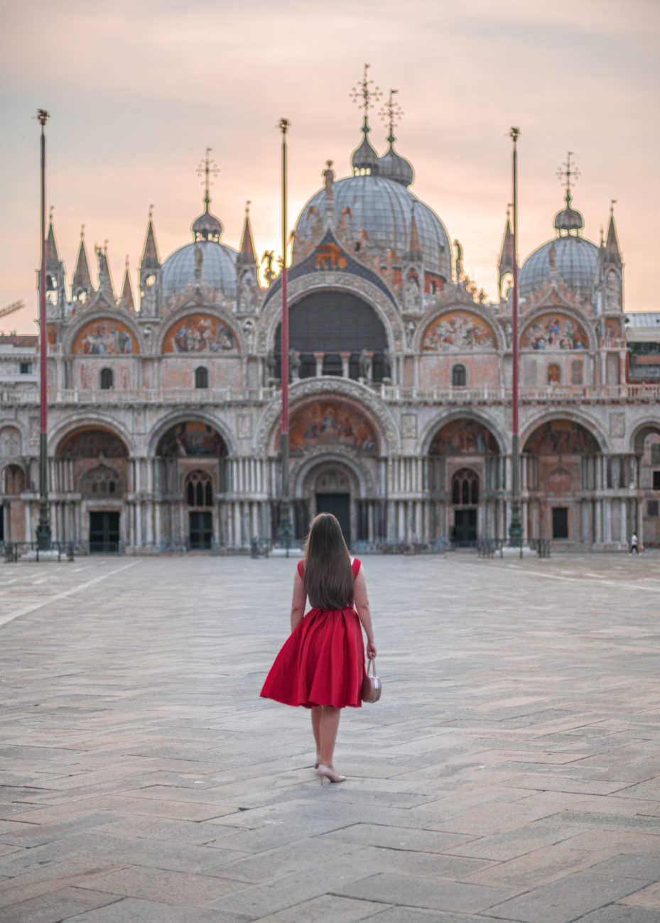 View of St. Mark’s Square at sunrise, one of the best photo spots in Venice