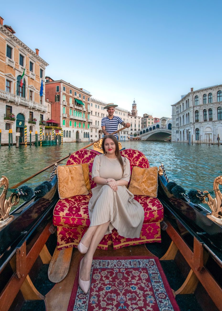 A gondola ride along the Grand Canal ideal for Venice travel photography