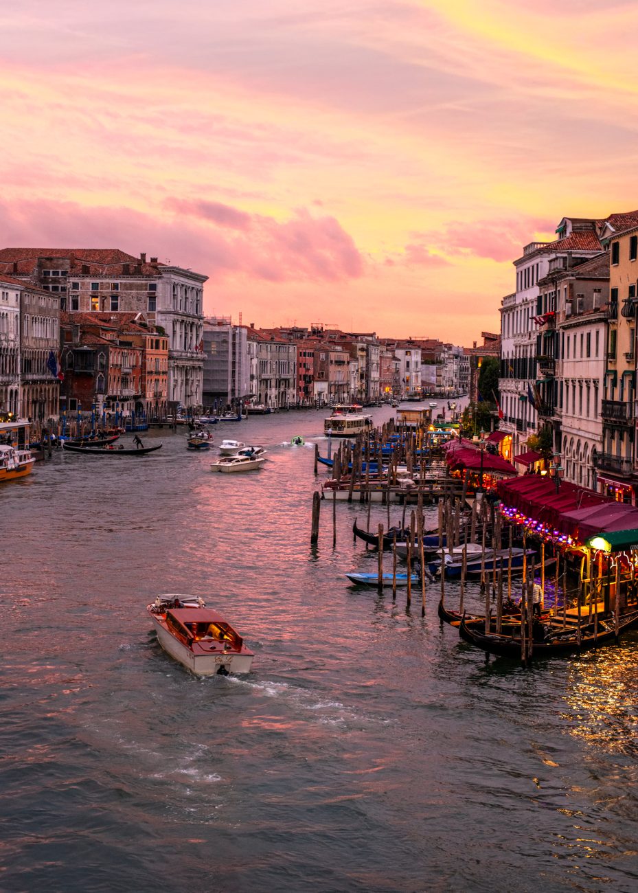 Sunset from the Rialto Bridge is the best time to capture some iconic Venice photos