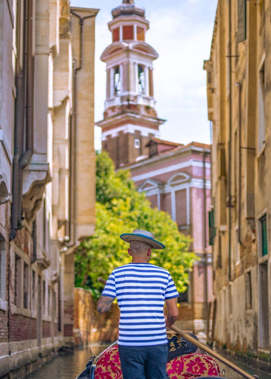 Gondola on the Grand Canal in Venice during the day