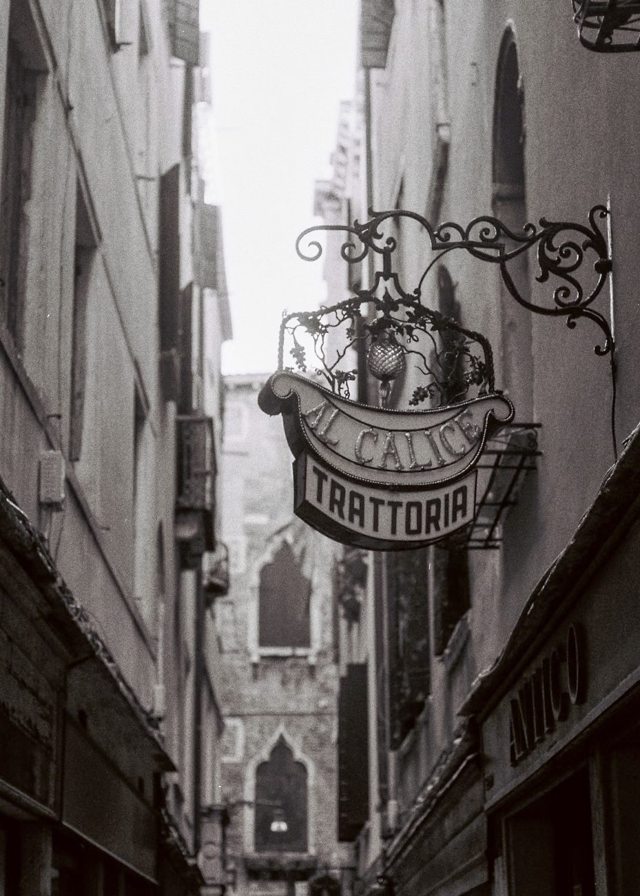 Historic building captured on 35mm black and white film