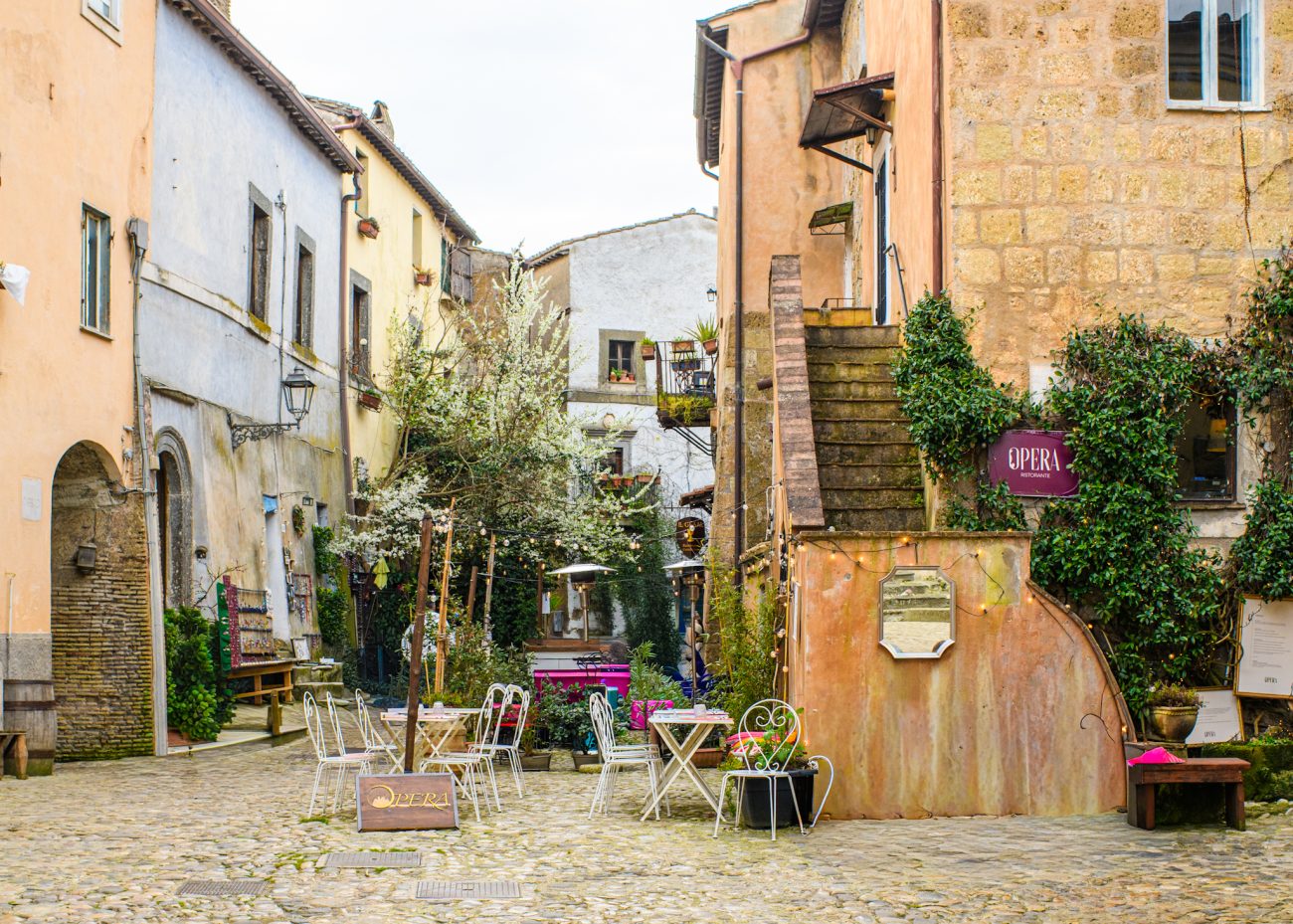 Handmade crafts and ceramics in Calcata Vecchia artisan shops Italy