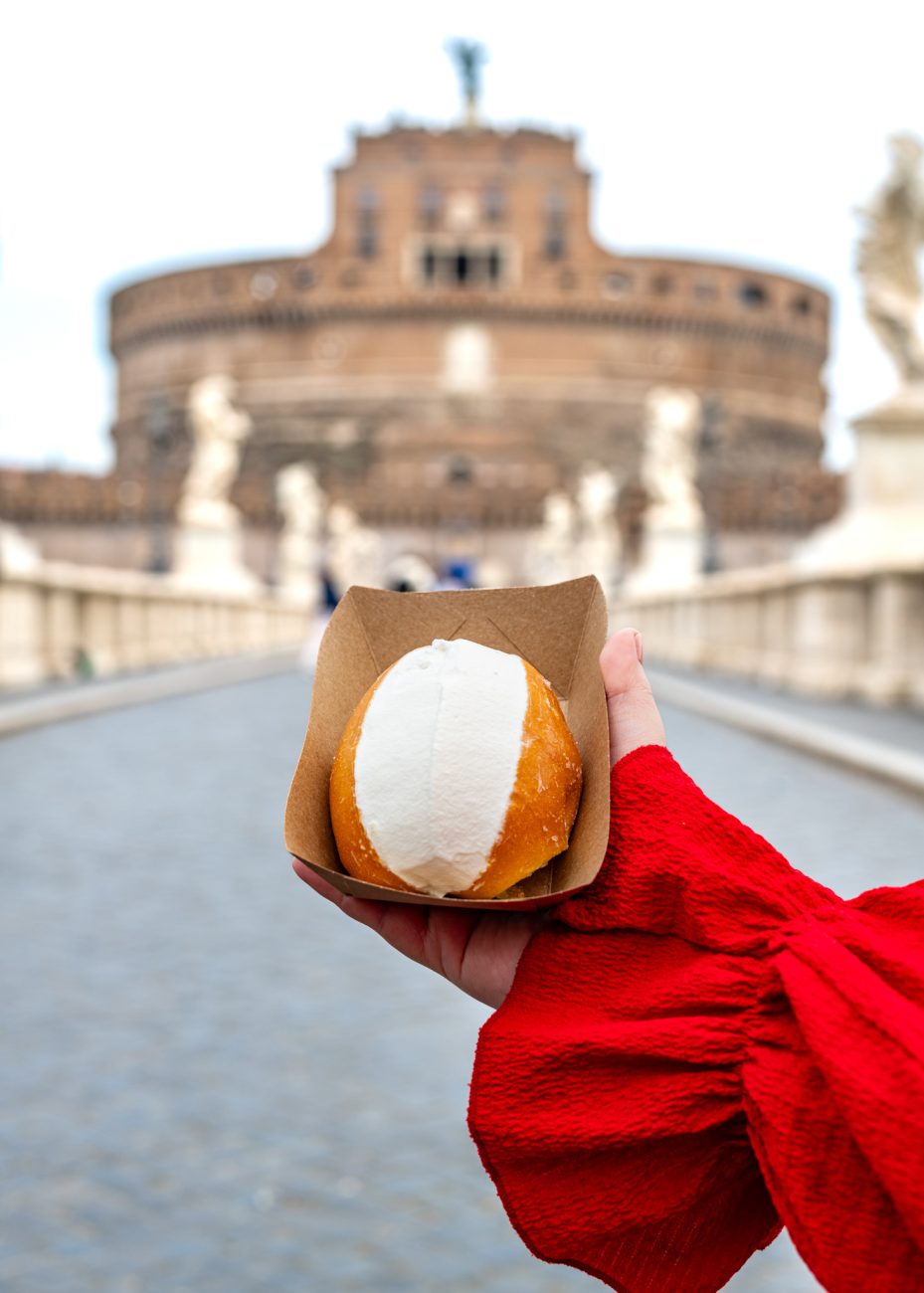 Maritozzo pastry filled with cream, a Roman specialty