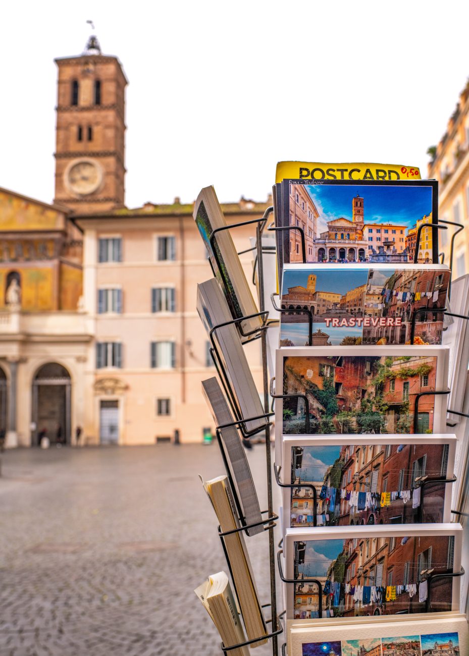 Colorful streets of Trastevere, a charming Rome neighborhood