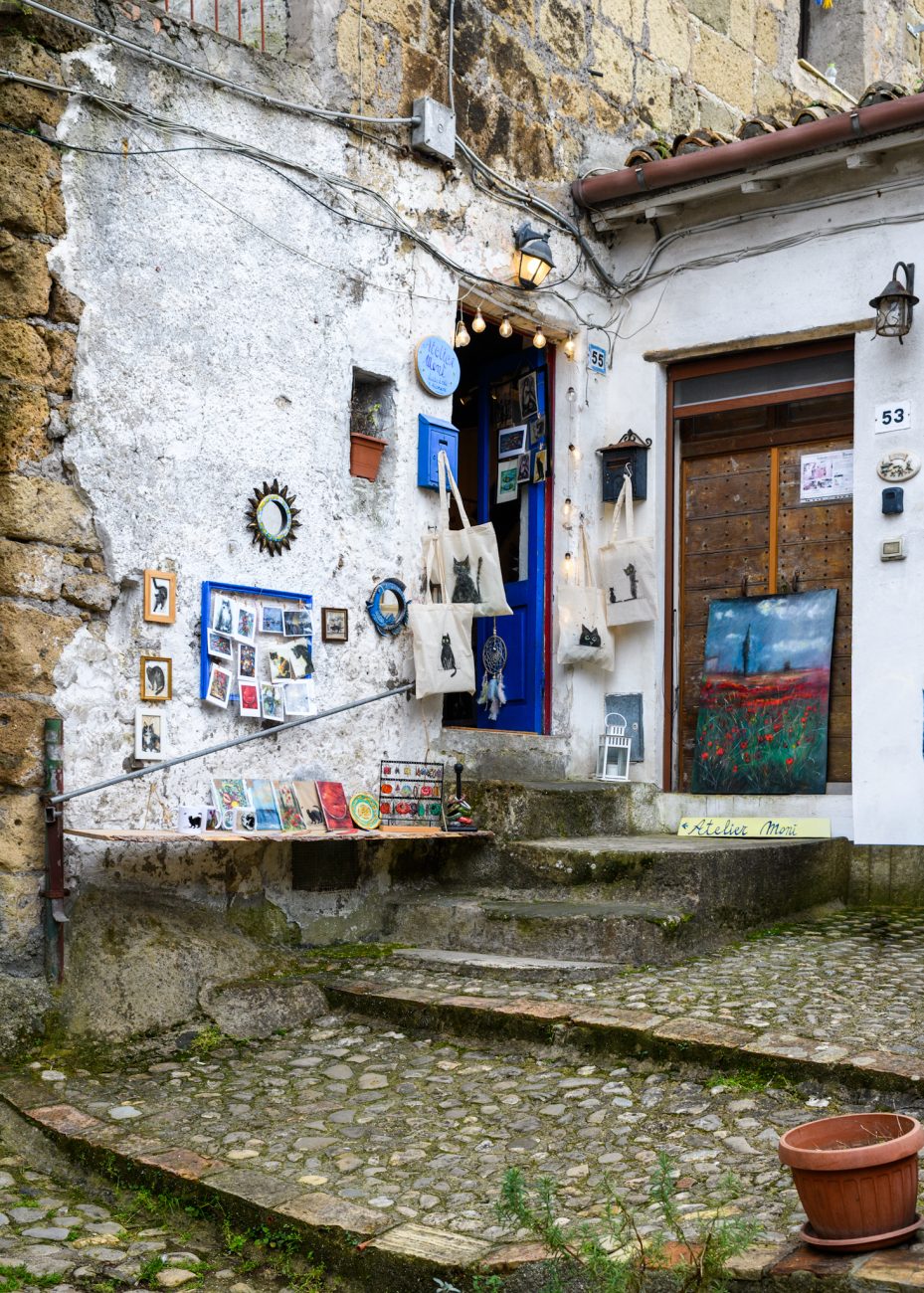Artisan shop in Calcata Vecchia hidden gem village near Rome Italy