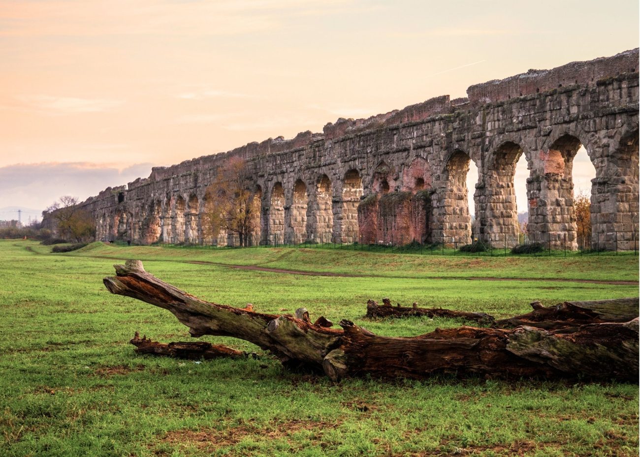 Parco degli Acquedotti with ancient aqueducts in Rome