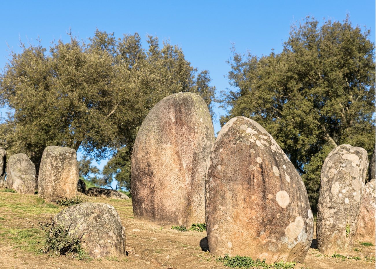 Almendres Cromlech near Evora in Portugal