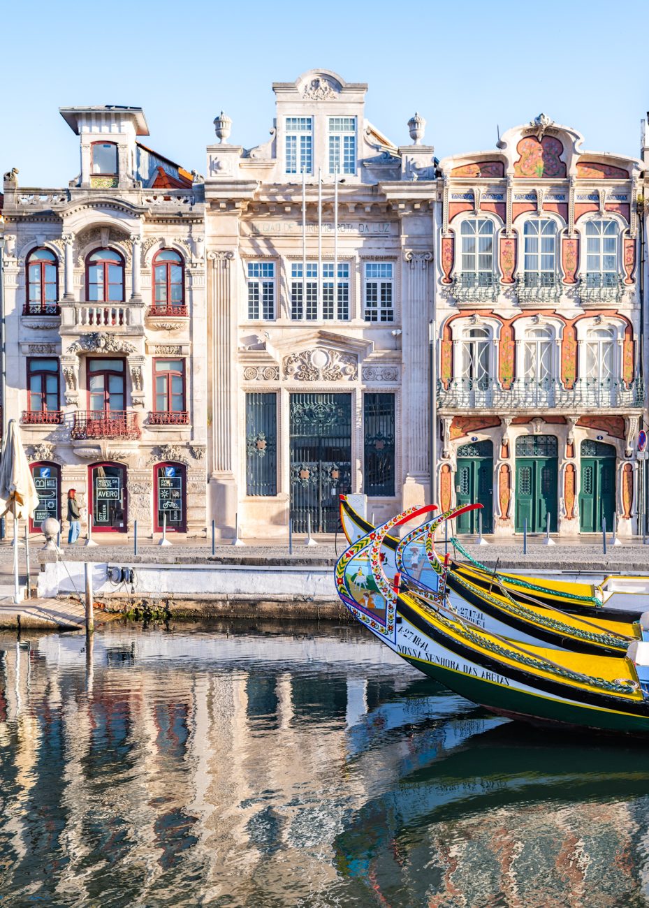 Art Nouveau buildings along the canals in Aveiro Portugal