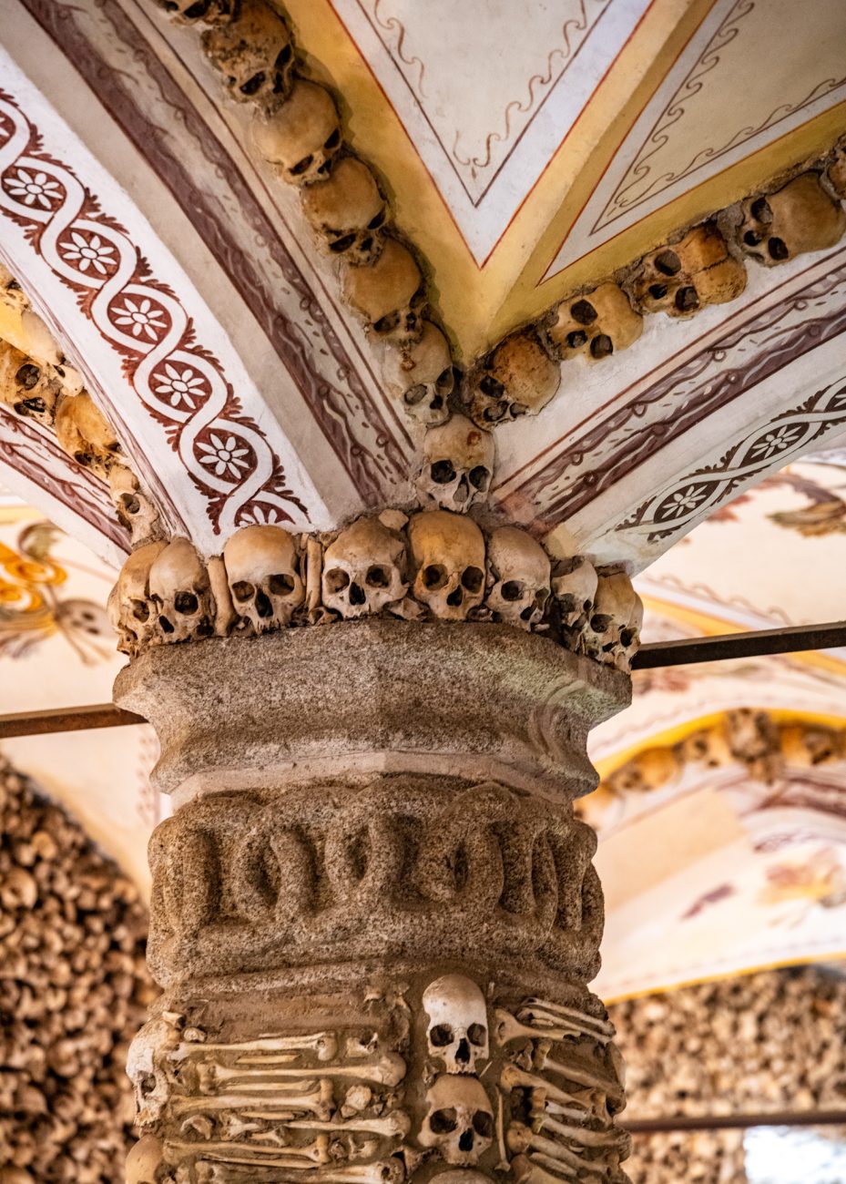 Human bones covering the walls of the Chapel of Bones