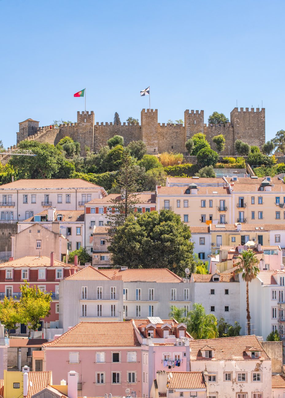 Lisbon panoramic views with castle