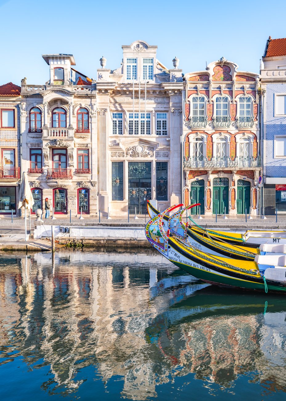Colorful moliceiro boats in Aveiro
