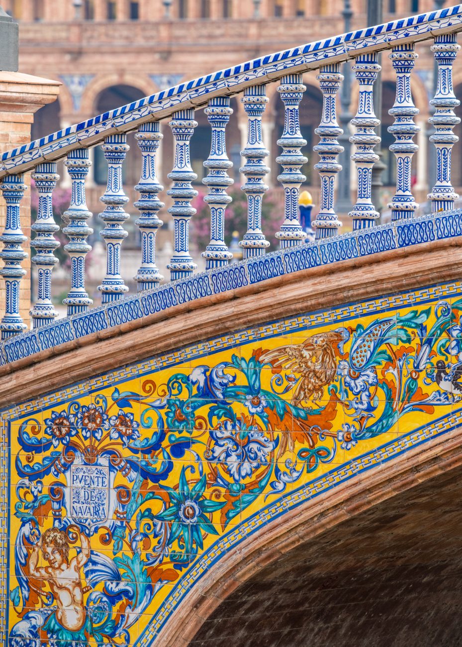 Details of Spanish tiles in Plaza de España