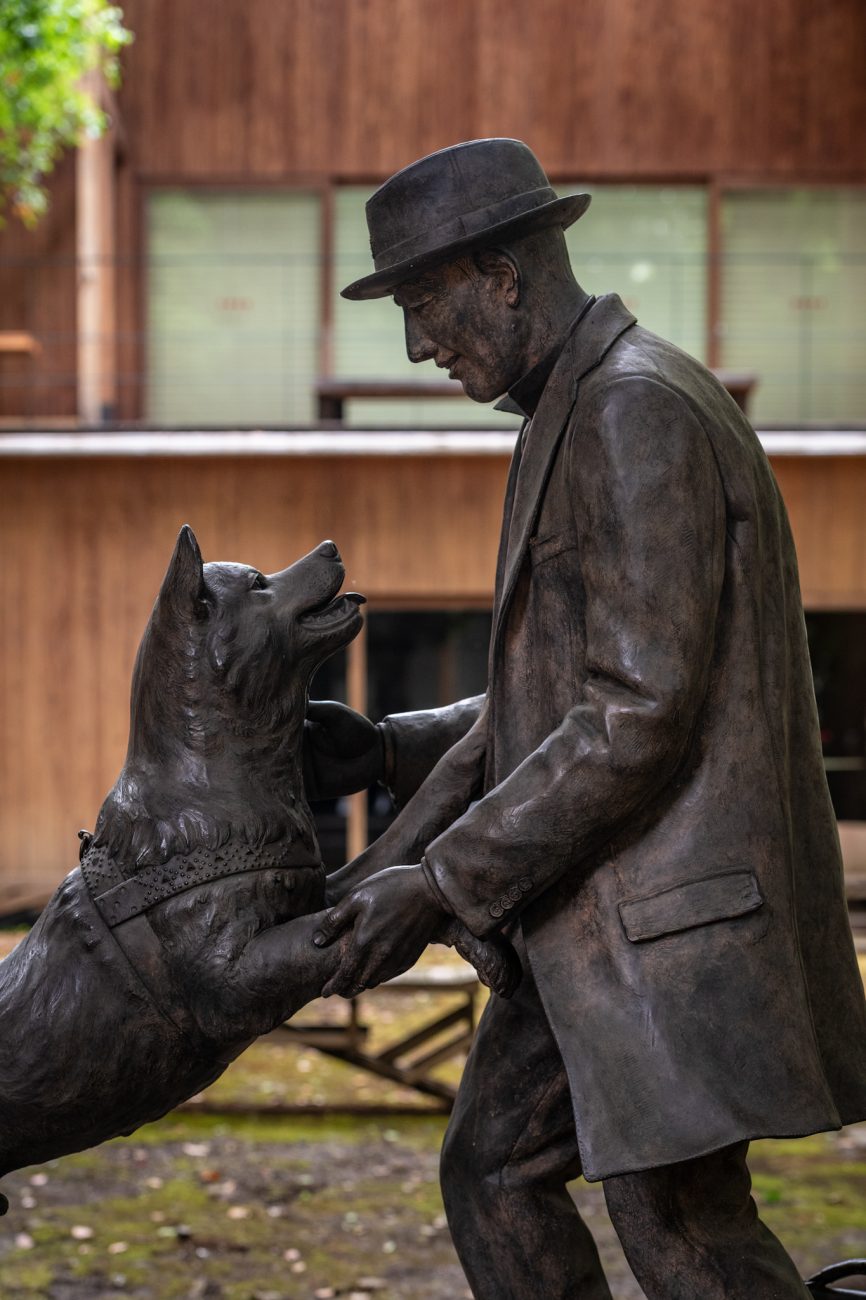 The statue of Hachiko and Professor Ueno at the University of Tokyo, celebrating the famous story of loyalty between a dog and his owner