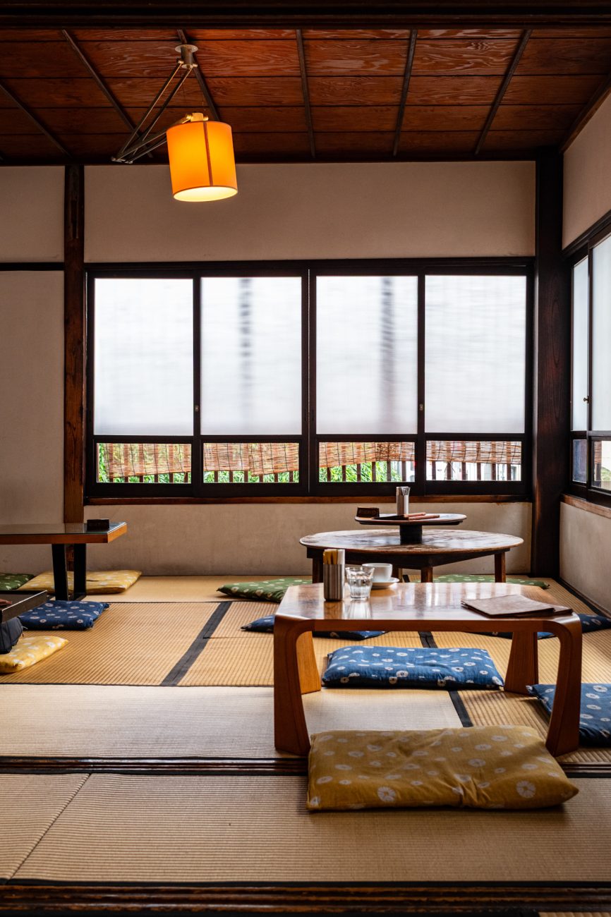 The traditional Japanese house of Kayaba Coffee in Tokyo, an early-1900s building with a nostalgic interior and tatami seating